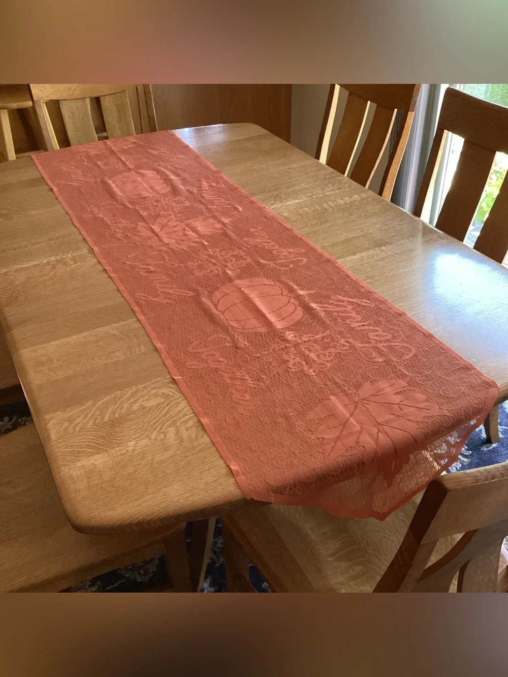 Fall Harvest Orange Table Runner 80” X 19.5 Family Together, Thanksgiving Autumn